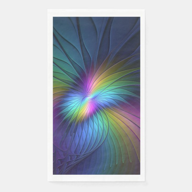 Farbige Blaue Moderne Abstrakte Fractal-Kunst Serviette (Vorderseite)