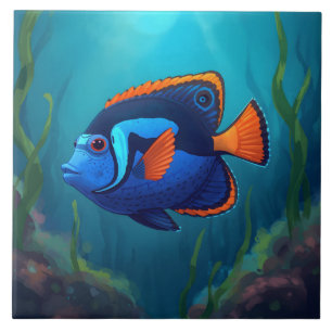 Farbige Blaue Orange Tropische Fische und Korallen Fliese