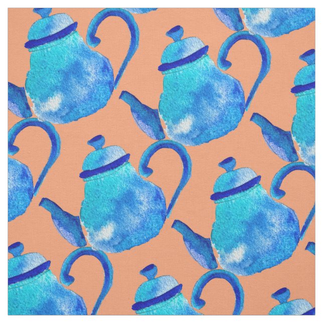 Farbige blaue Teekanne Stoff (Muster)