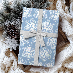 Farbige Blaue und Weiße Schneeflocken Weihnachten Geschenkpapier