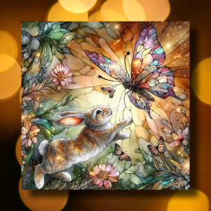 Farbige Bleiglas-Blumen-Hase Ostern Feiertagskarte