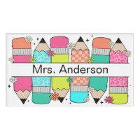Farbige Bleistift-Lehrerin Name Magnetisch