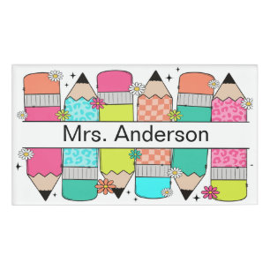 Farbige Bleistift-Lehrerin Name Magnetisch Namenschild