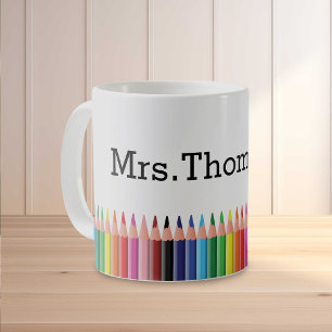 Farbige Bleistifte Lehrkräfte Personalisiert Kaffeetasse