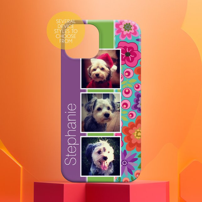 Farbige Blume 3 FotoCollage Personalisiert Case-Mate iPhone Hülle (Personalized Phone Case - Add Photos and Text)