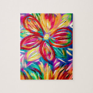 Farbige Blume Acrylic Paint Modern Floral Puzzle