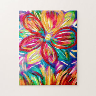 Farbige Blume Acrylic Paint Modern Floral Puzzle