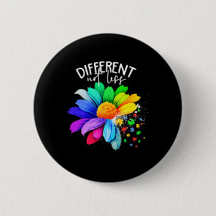 Farbige Blume Anders Nicht Weniger Autismus-Bewuss Button