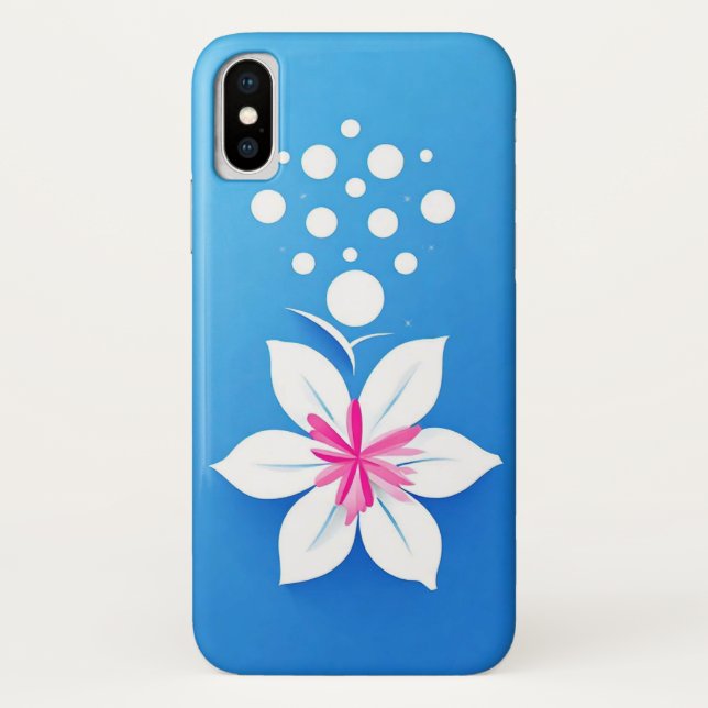 Farbige Blume auf blauem Hintergrund Case-Mate iPhone Hülle (Rückseite)