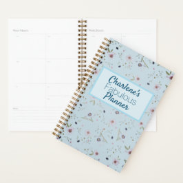 Farbige Blume auf Blue Personalisiert Planner Planer