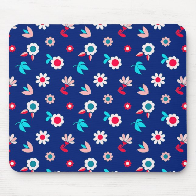 Farbige Blume auf einem dunkelblauen Hintergrund Mousepad (Vorne)