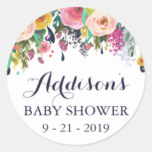 Farbige Blume Baby Shower Aufkleber Etiketten