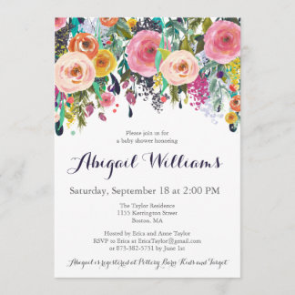 Farbige Blume Babydusche Einladungskarten