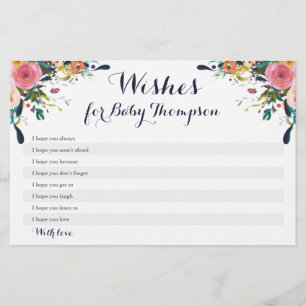 Farbige Blume Babydusche Wünsche für Babykarten