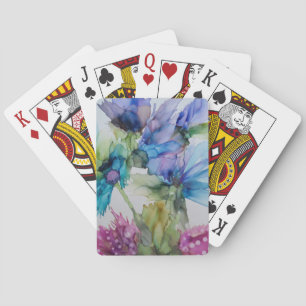 Farbige Blume Blau Lila rosa Kunst Spielkarten