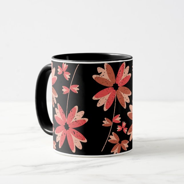 Farbige Blume Blumenmuster Tasse (Vorderseite Links)