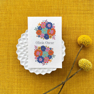 Farbige Blume Boho Bright Bloral Illustration Visitenkarte