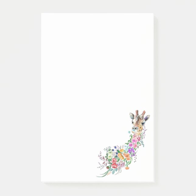 Farbige Blume Bouquet Giraffe Sticknotes Post-it Klebezettel (Vorderseite)