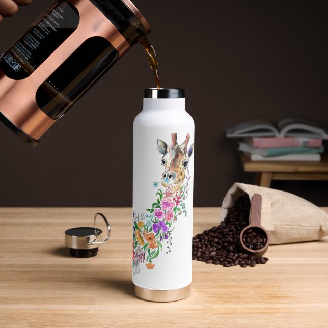 Farbige Blume Bouquet Giraffe Wasser Flasche (Kaffee)