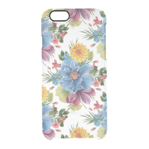 Farbige Blume Bouquet Nahtloses Muster GR3 Durchsichtige iPhone 6/6S Hülle