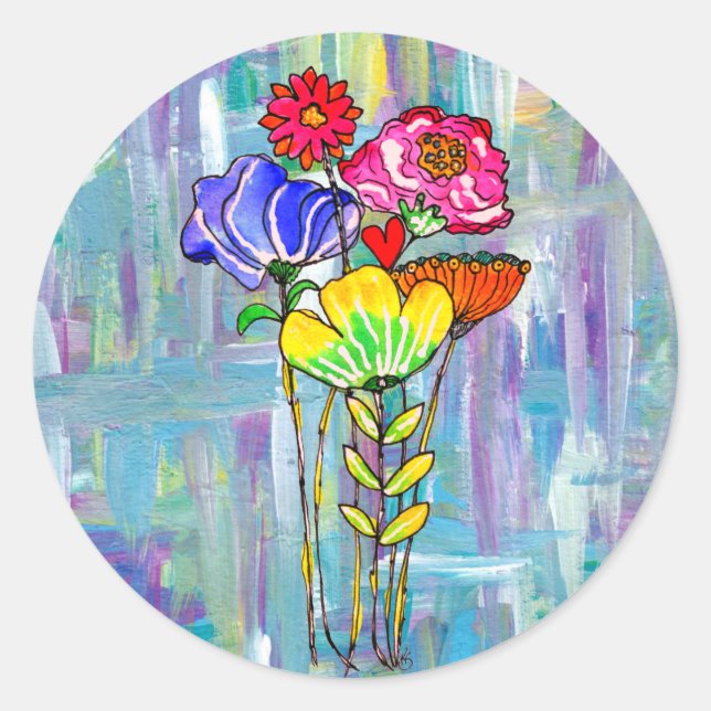 Farbige Blume Bouquet Stickers (Vorderseite)