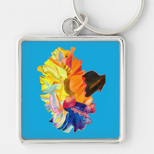 Farbige Blume der Nassfarbe Schlüsselanhänger (Vorne)