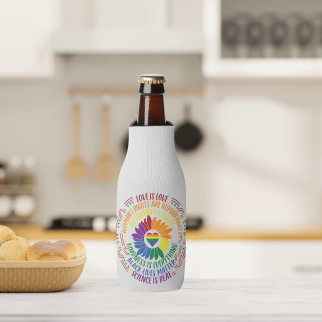 Farbige Blume der sozialen Gerechtigkeit Flaschenkühler (Von Creator hochgeladen)