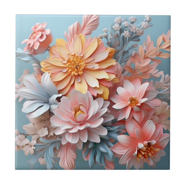 Farbige Blume Fliese (Vorderseite)