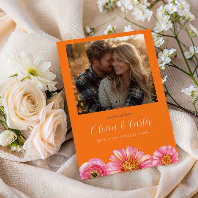 Farbige Blume Foto Save-the-Date-Karte Save The Date (Von Creator hochgeladen)