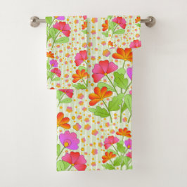 Farbige Blume für große Pop Rosa und orange blassg Badhandtuch Set