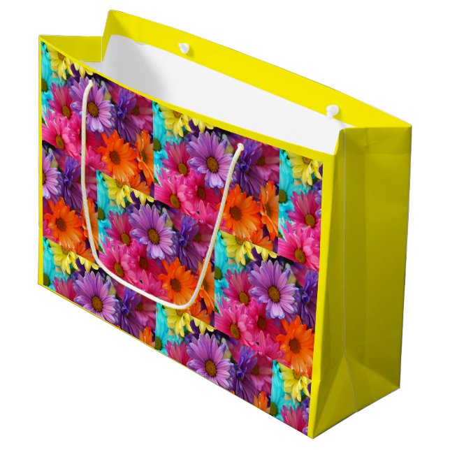 Farbige Blume-Geschenktasche Große Geschenktüte (Vorderseite Schrägansicht)