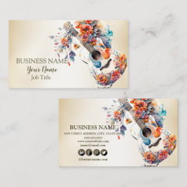 Farbige Blume Gitarrenmusik Instrument Visitenkarte