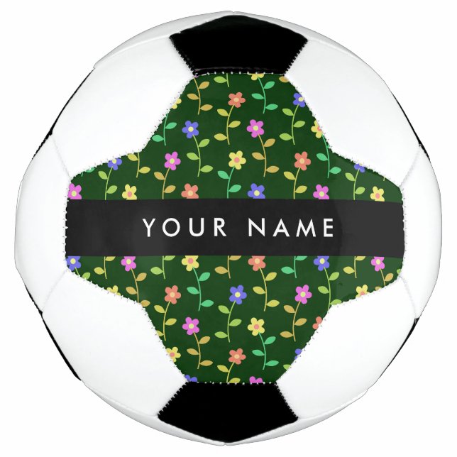 Farbige Blume, grüner Hintergrund, schwarz Fußball (Vorderseite)