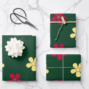 Farbige Blume Grünes Blumenmuster Blume Geschenkpapier Set