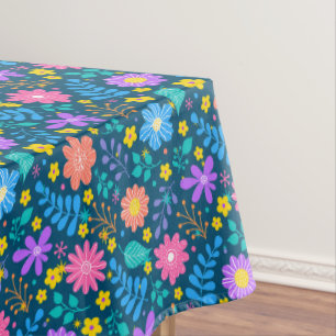 Farbige Blume in funkelnden Sternen Muster D Blau Tischdecke