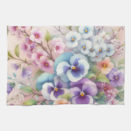 Farbige Blume in sanften Pastellfarben, Aquarell Geschirrtuch