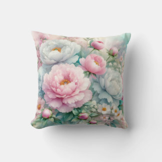 Farbige Blume in sanften Pastellfarben, Aquarell Kissen