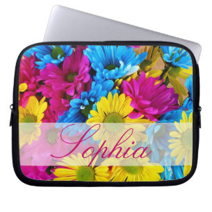 Farbige Blume Laptop Sleeve Custom Monogram
