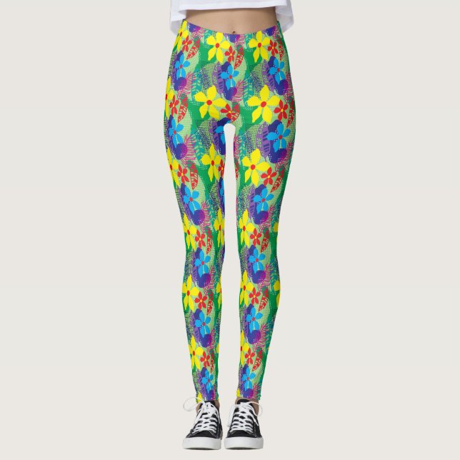 Farbige Blume Leggings (Vorderseite)