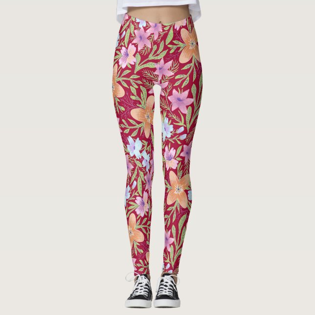 Farbige Blume Leggings (Vorderseite)