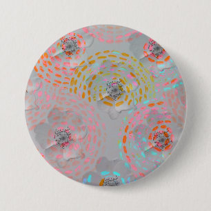 Farbige Blume mit gepunkteten grafischen Linien Button