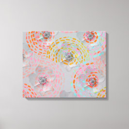 Farbige Blume mit gepunkteten grafischen Linien Leinwanddruck
