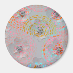 Farbige Blume mit gepunkteten grafischen Linien Magnet