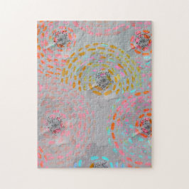 Farbige Blume mit gepunkteten grafischen Linien Puzzle