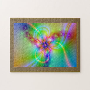 Farbige Blume mit Ribbons Puzzle