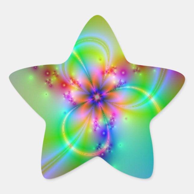 Farbige Blume mit Ribbons Stern-Aufkleber (Vorderseite)