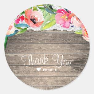 Farbige Blume Modernes, blumengeschmücktes Holz un Runder Aufkleber