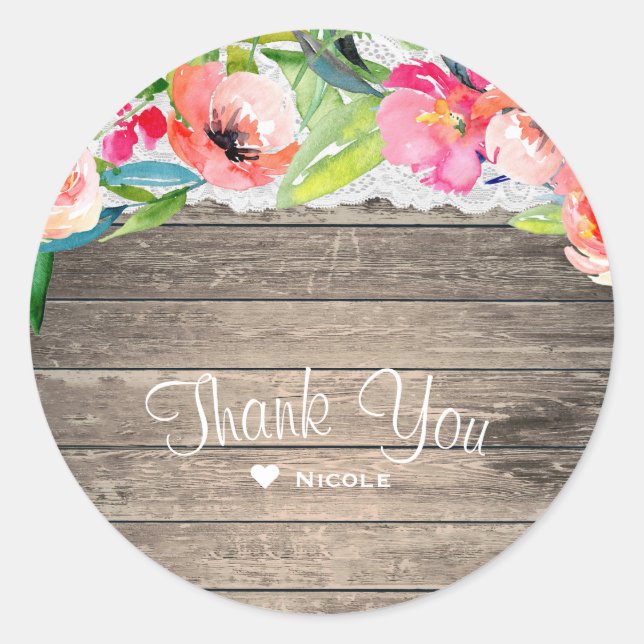 Farbige Blume Modernes, blumengeschmücktes Holz un Runder Aufkleber (Vorderseite)