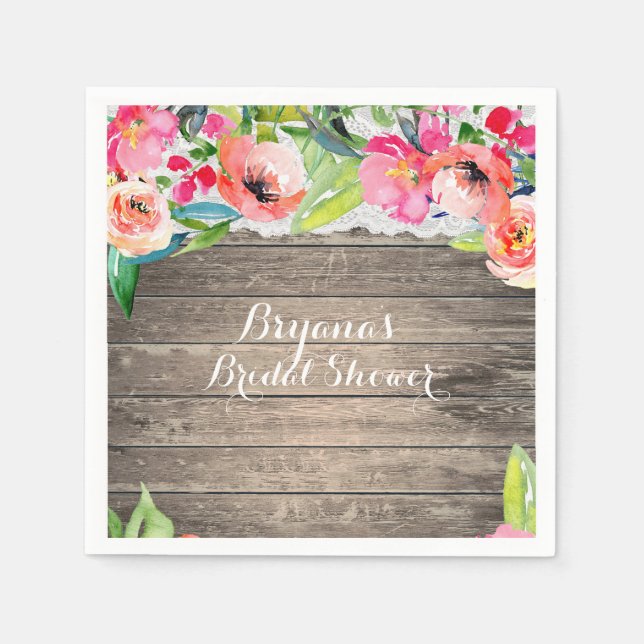 Farbige Blume Modernes, blumengeschmücktes Holz un Serviette (Vorderseite)