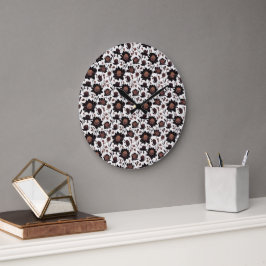 Farbige Blume Muster Design 23 - Wall Clock Große Wanduhr